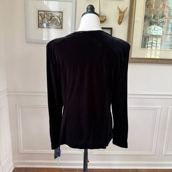 NWT Nos Vintage Patra Loehmann’s Black Velvet Twist Front Top L - Picture 4 of 7
